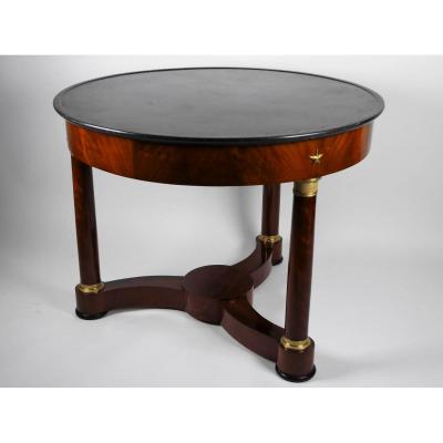 Empire Pedestal Table In Mahogany, Early 19th Century