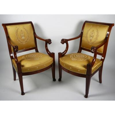 Paire De Fauteuils d'époque Consulat, Début XIXe