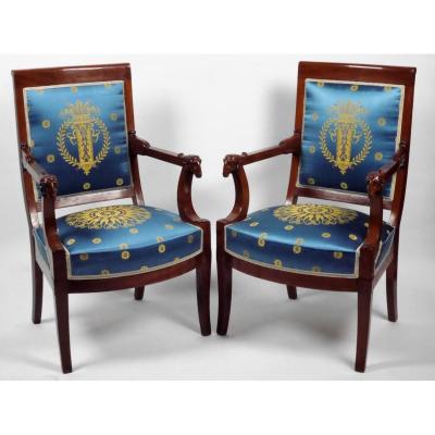 Pair Of Empire Period Armchairs By Jacob, Early 19th Century