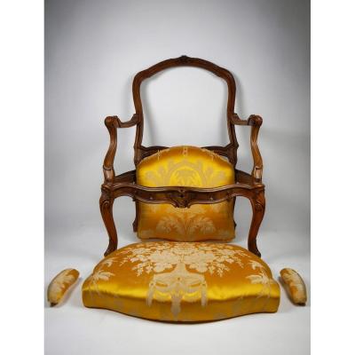 Fauteuil à La Reine à Chassis, Estamplillé Tilliard, époque Louis XV, XVIIIe