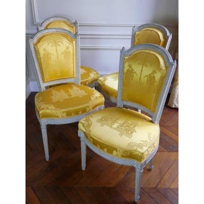 Suite De 4 Chaises Estampillées de Henri Jacob, XVIIIe Siècle