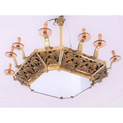 Art Deco Chandelier With 12 Arms Of Light, Circa 1920