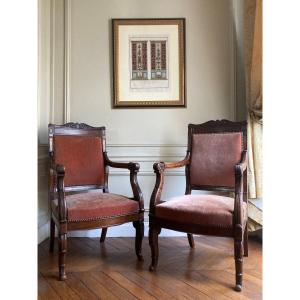 Pair Of Armchairs By Jeanselme, 19th Century
