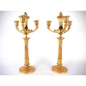 Pair Of Gilt Bronze Candelabra