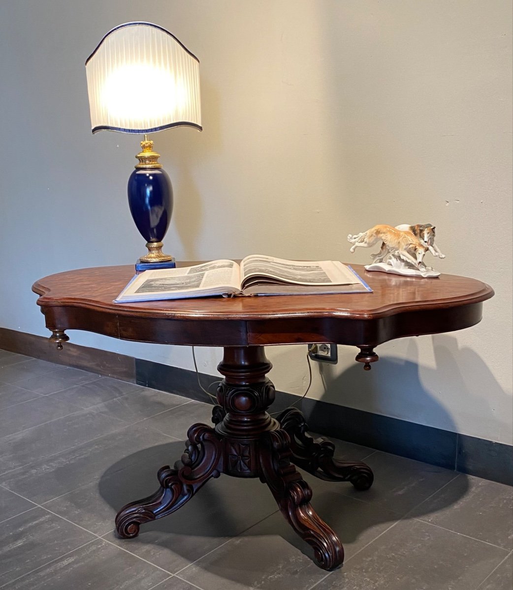 Table Ancienne En Biscuit Louis Philippe En Bois d'Acajou.