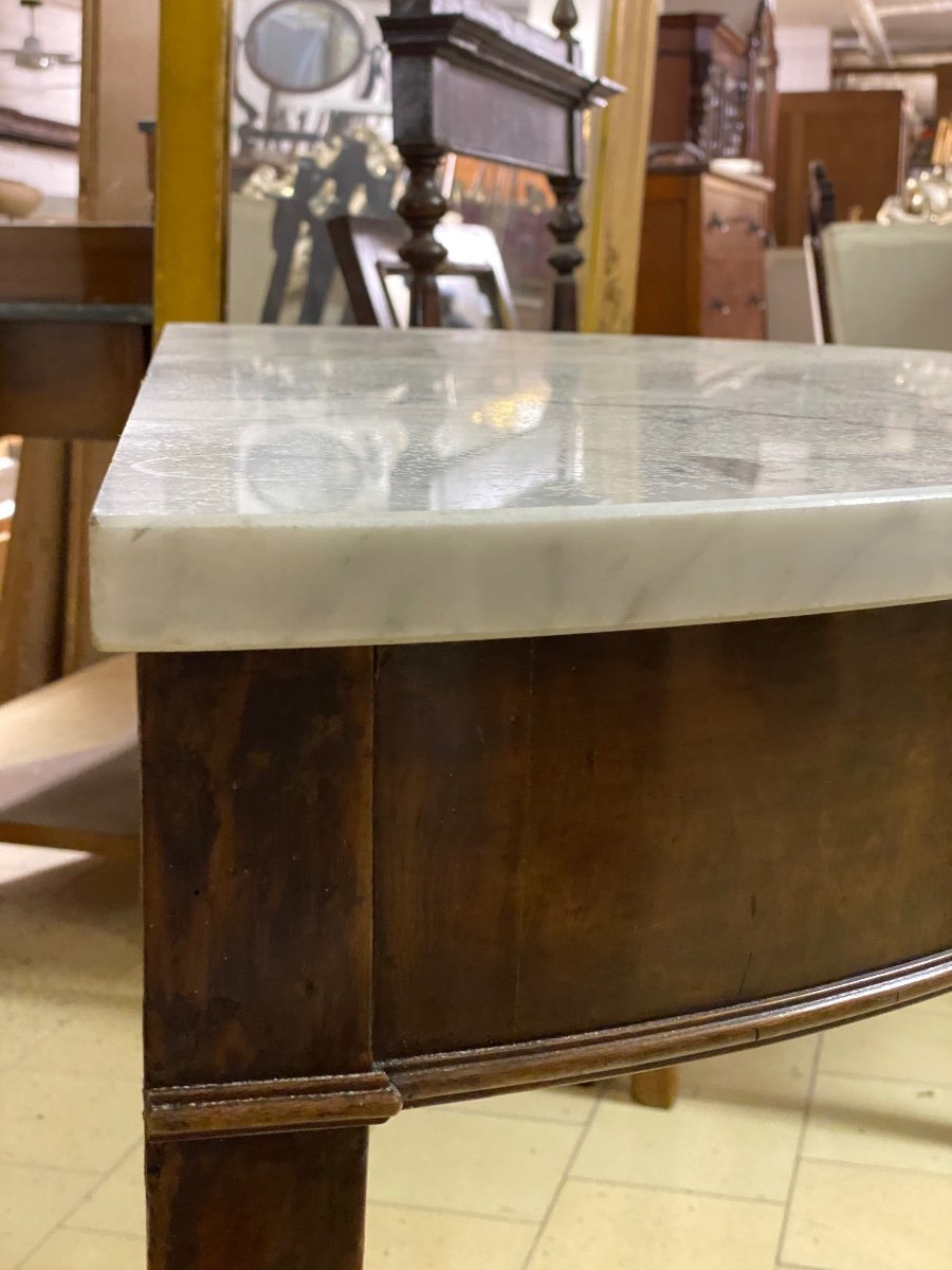 Half-moon Console Or Table In Walnut With Late 19th Century Marble Top.-photo-2