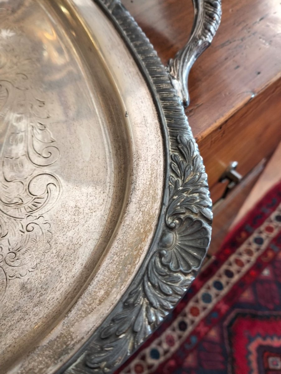 English Silver Tray From The Late 19th Century-photo-2