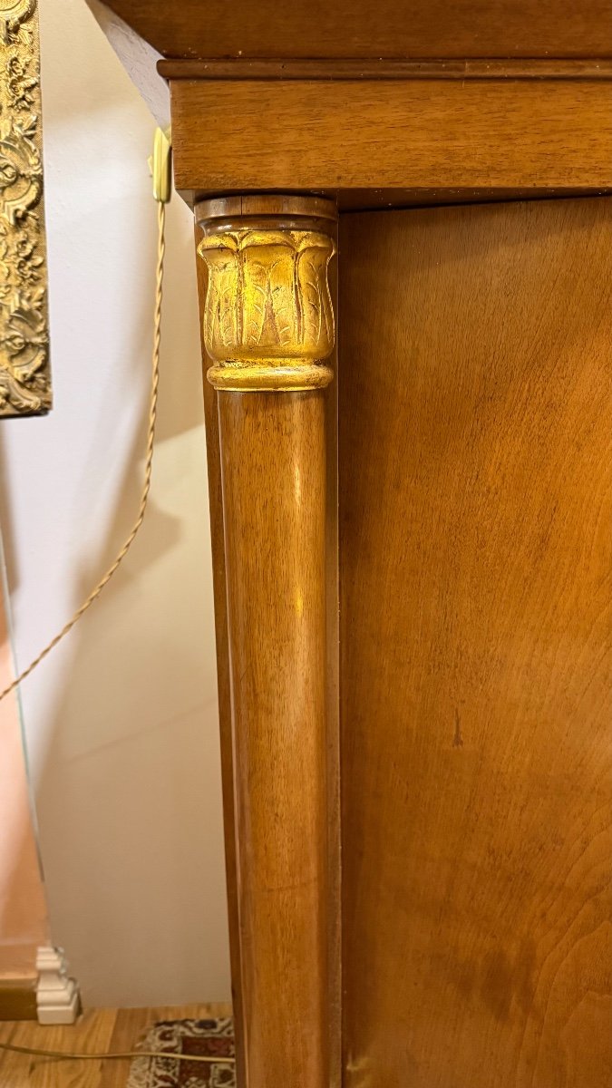 Buffet Biedermeier Avec Larges Portes En Merisier Et Plateau En Ardoise.-photo-3