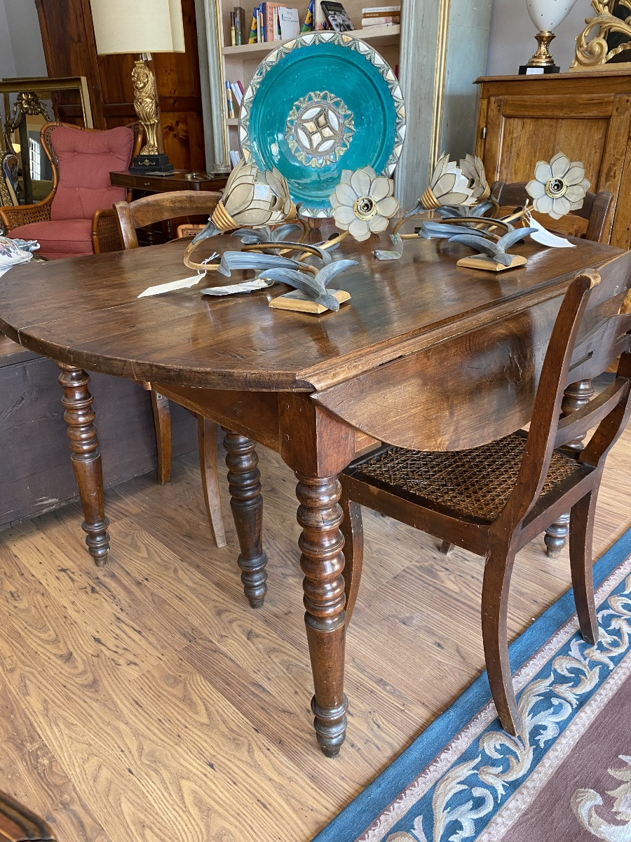 Table With Slats In Solid Walnut From The Early 19th Century-photo-3