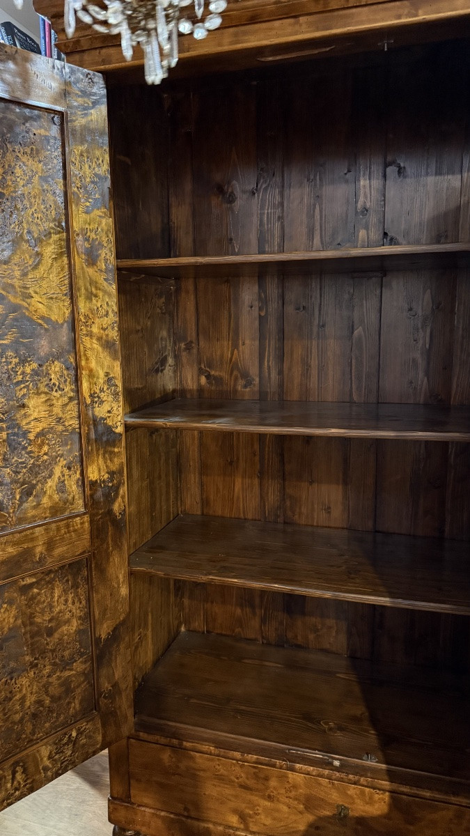 Two-door, One-drawer Solid Walnut Wardrobe – Early 20th Century-photo-3