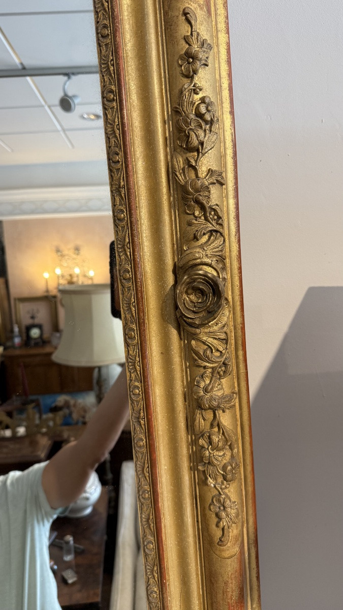 French Mirror From The 19th Century, Gold And Gold Leaf.-photo-3