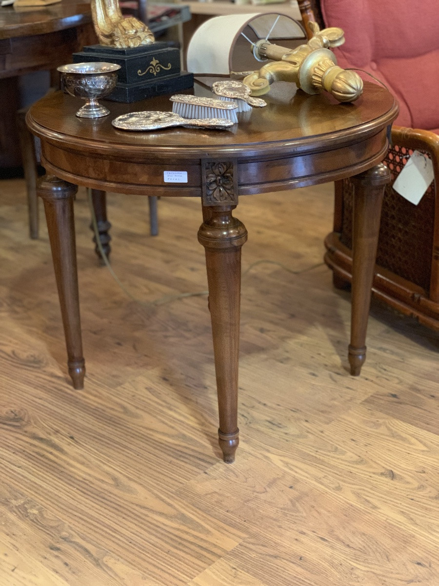 Table Basse Ronde En Noyer De La Fin Du 19ème Siècle -photo-3