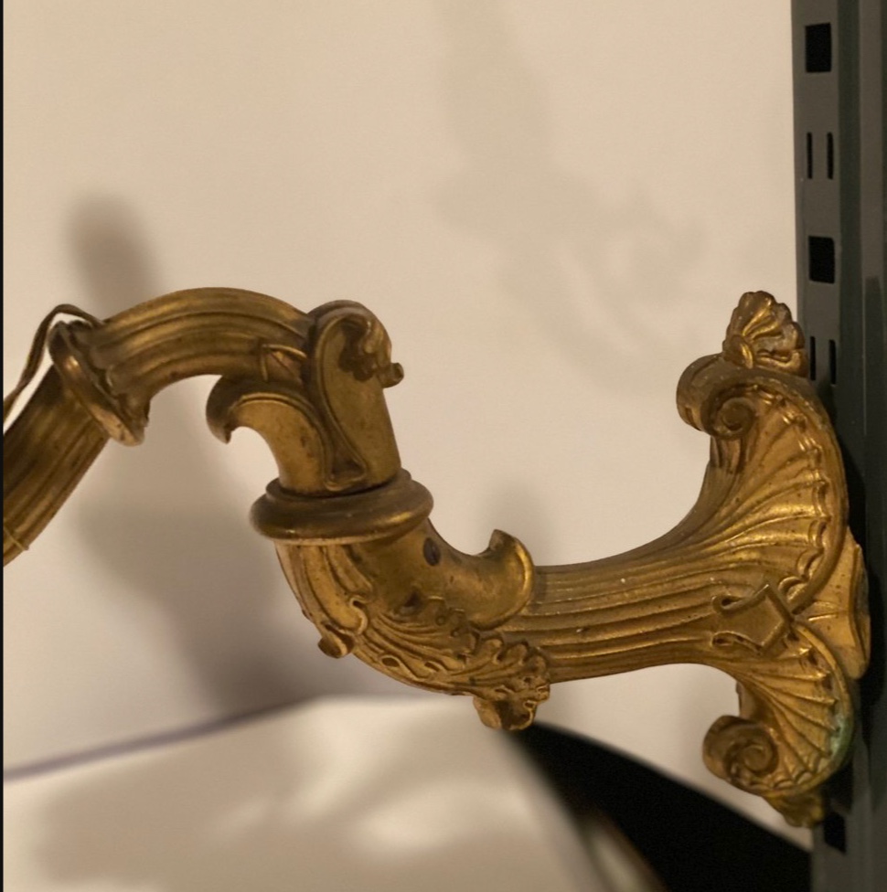 Paire d'Appliques Murales Style Louis XVI en Bronze Doré (XIXe Siècle)-photo-2