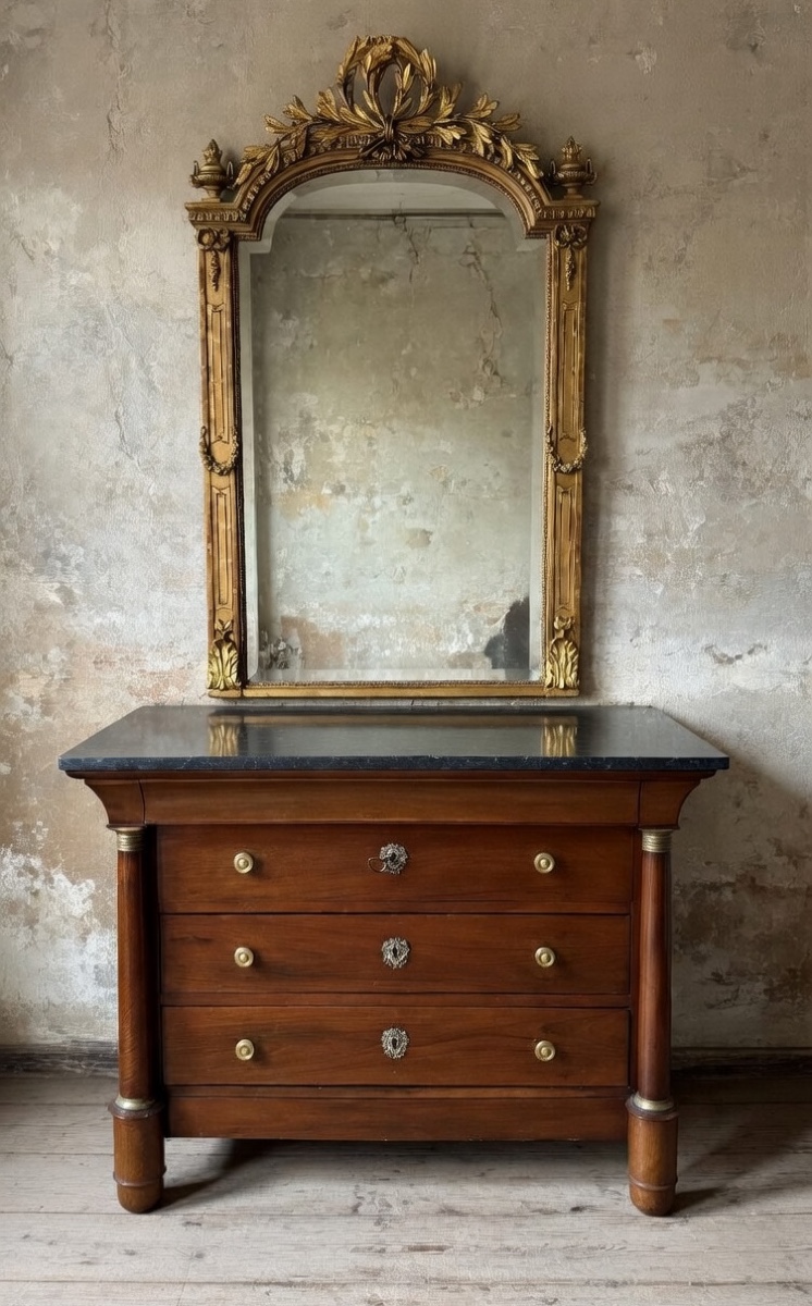 Empire Walnut Chest Of Drawers – 19th Century
