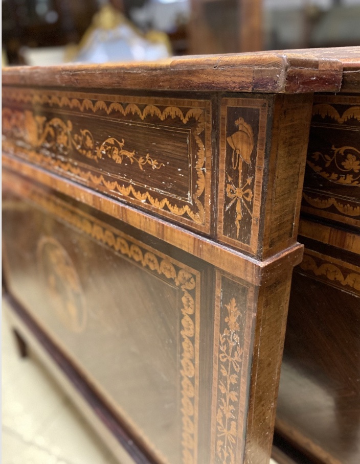 Louis XVI Style Bed Crafted In Wood And Enriched With Refined Decorative Marquetry.-photo-2