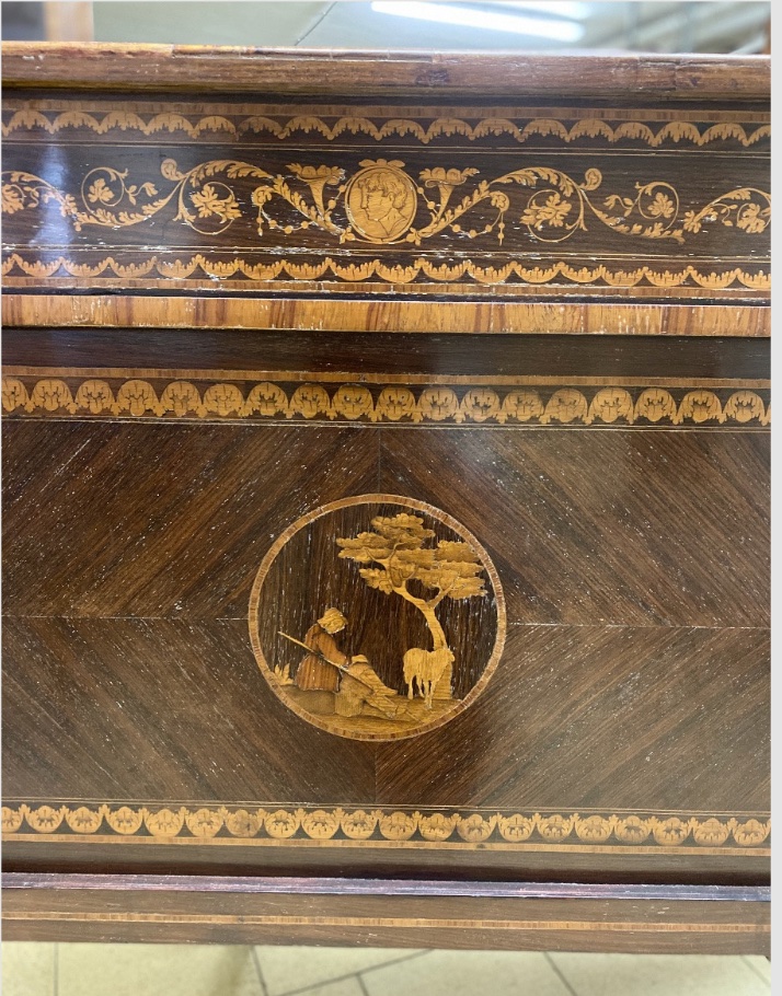 Louis XVI Style Bed Crafted In Wood And Enriched With Refined Decorative Marquetry.-photo-3