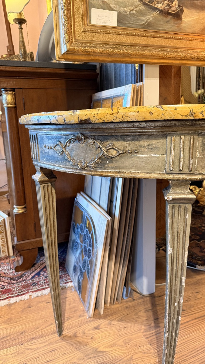 Demi-lune Console Table Of Italian Manufacture From The Late 18th Century-photo-4