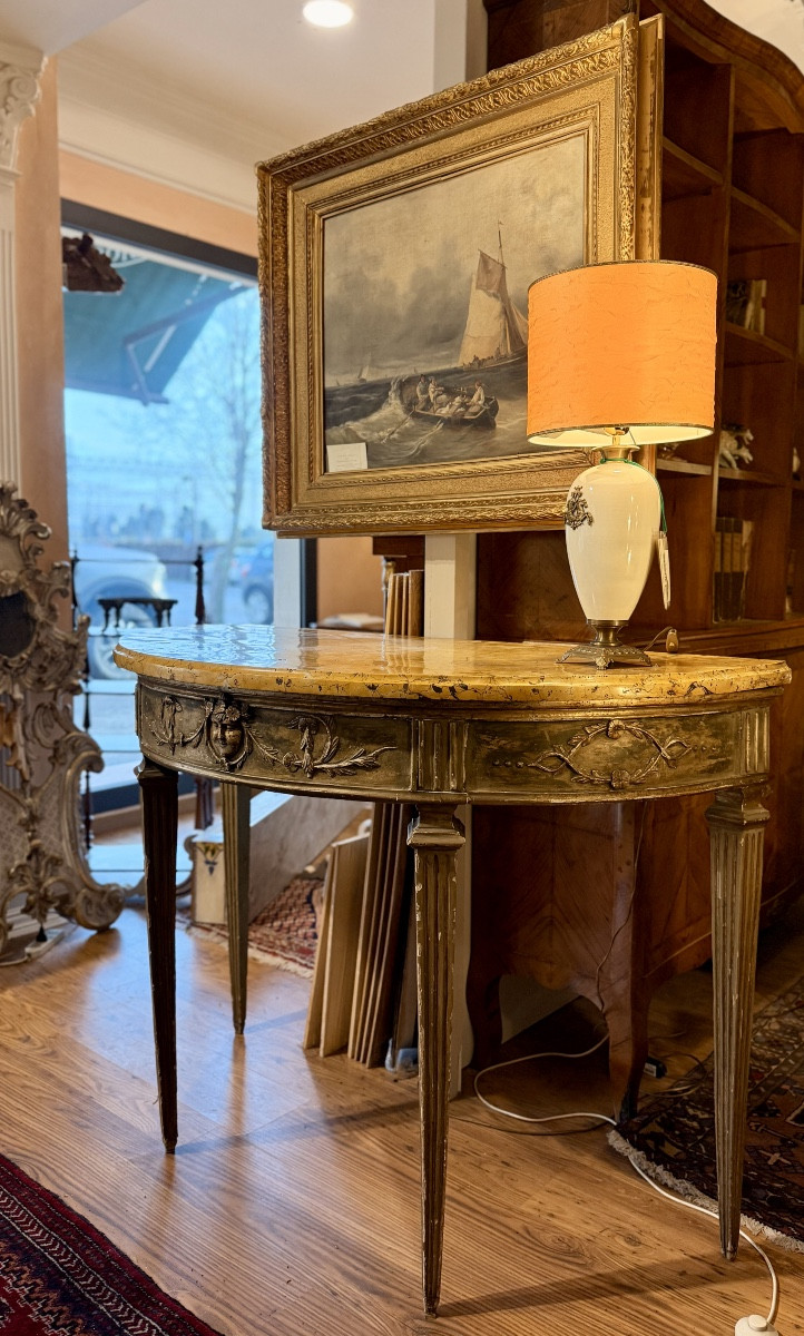 Demi-lune Console Table Of Italian Manufacture From The Late 18th Century