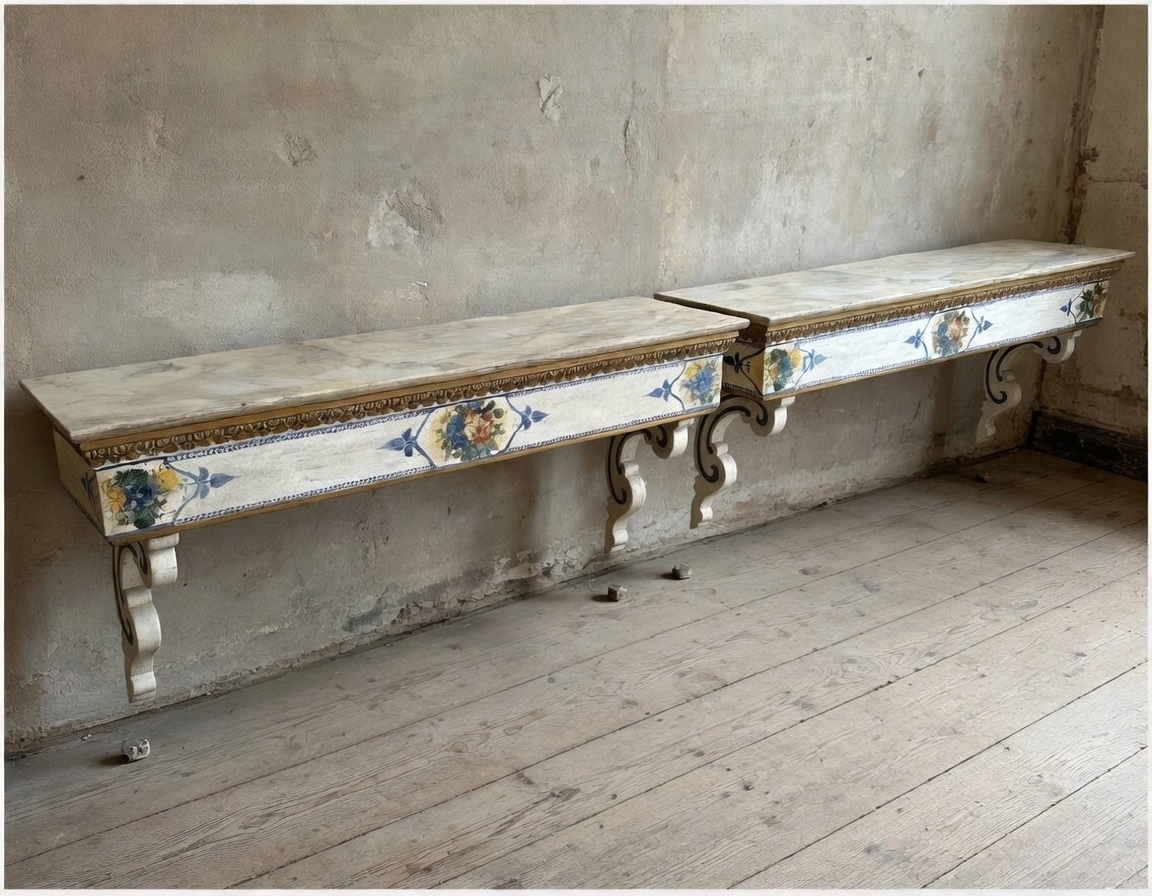 Pair Of Neapolitan Consoles (late 19th – Early 20th Century)
