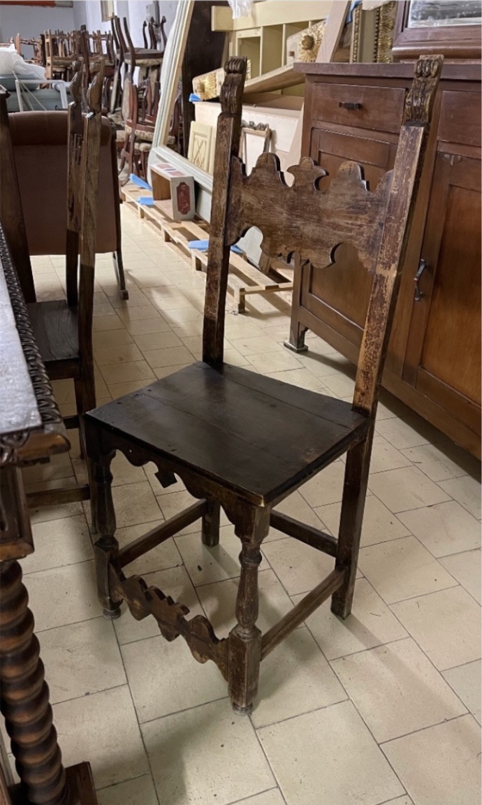 Tuscan Solid Wood Dining Table With Four Original Chairs, Dating From The First 20th Century.-photo-2