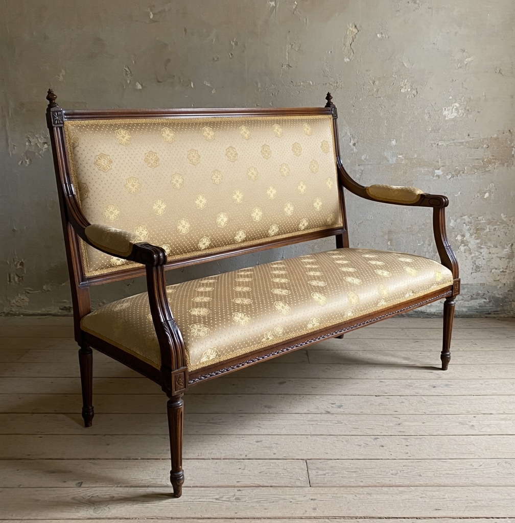 Canapé toscan de la fin du XIXᵉ siècle en noyer massif