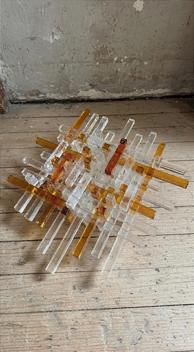 Applique murale en verre coloré, Poliarte, années 60