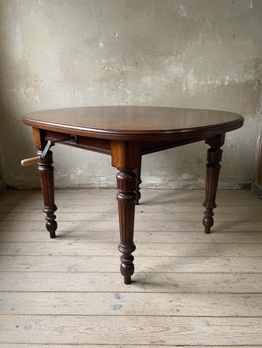 Table de salle à manger extensible en acajou anglais, fin du XIXe siècle (vers 1880-1900)