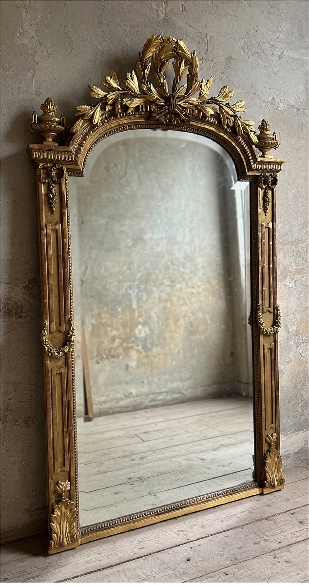 Giltwood Overmantel Mirror, Crafted In The Louis Philippe Style Second Half Of The 19th Century