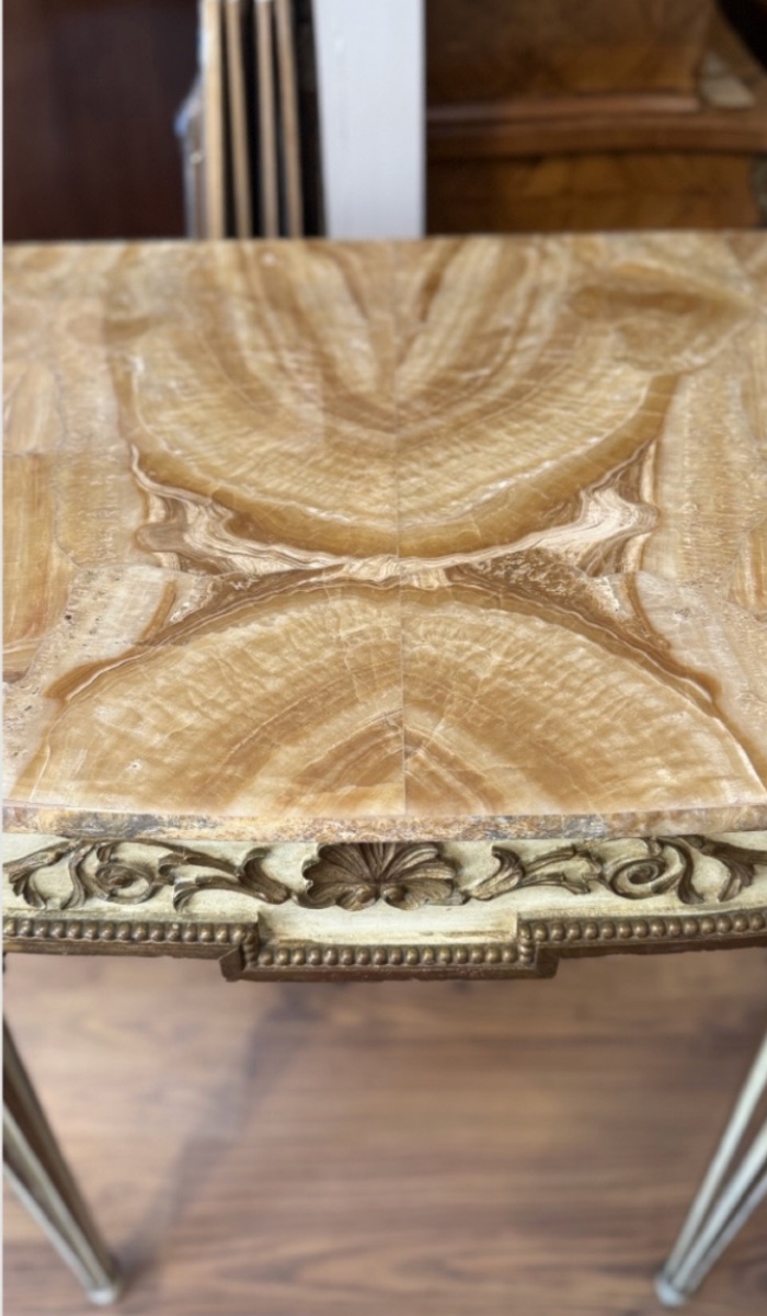 Console demi-lune de manufacture italienne du XIXe siècle,-photo-4