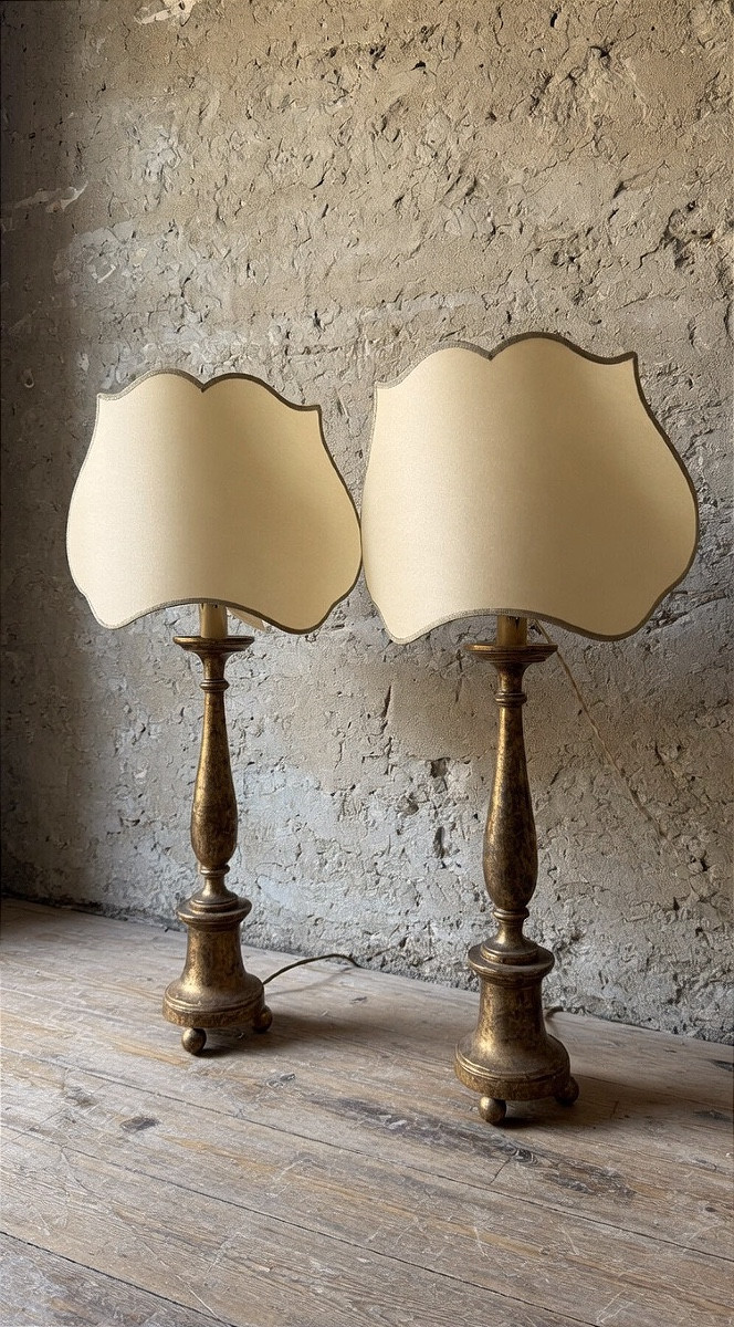 A Pair Of Tuscan Candlesticks From The Early 1800s,