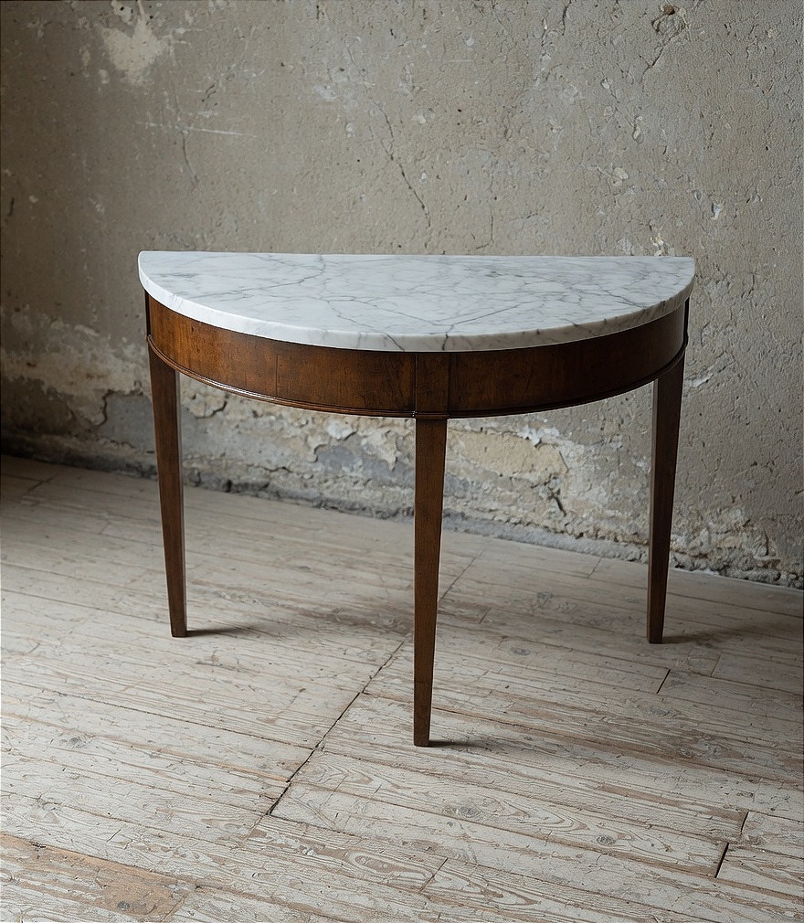Half-moon Console Table In Walnut, Dating From The Late 19th Century