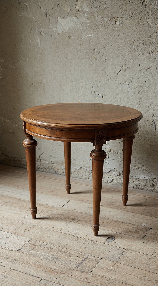 Small Round Walnut Table Dating From The Late 19th Century