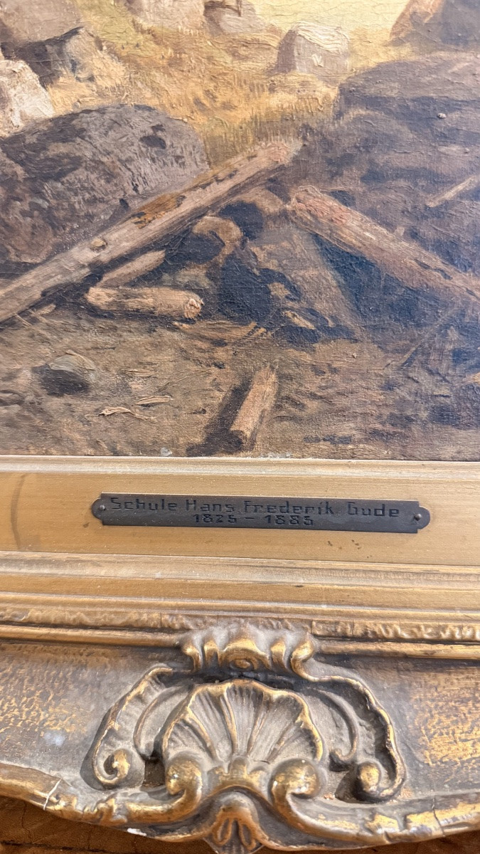 Peinture représentant un paysage nordique, huile sur panneau réalisée entre 1825 et 1855-photo-2