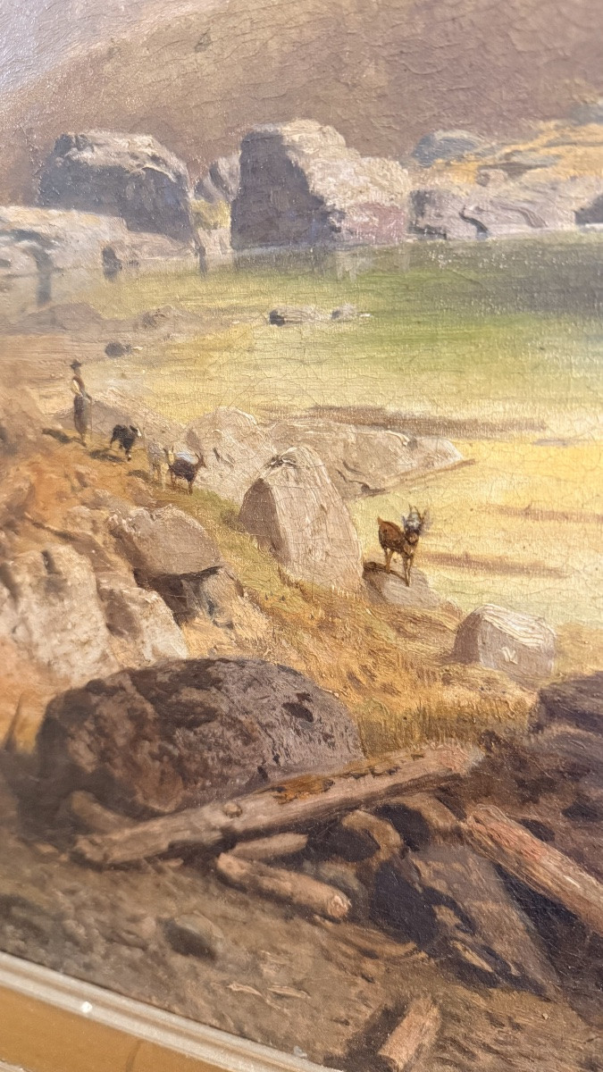 Peinture représentant un paysage nordique, huile sur panneau réalisée entre 1825 et 1855-photo-3