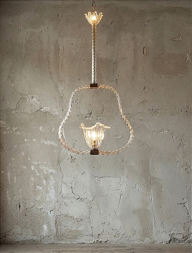 Murano Glass Pendant Chandelier Attributed To The Renowned Barovier & Toso Glassworks