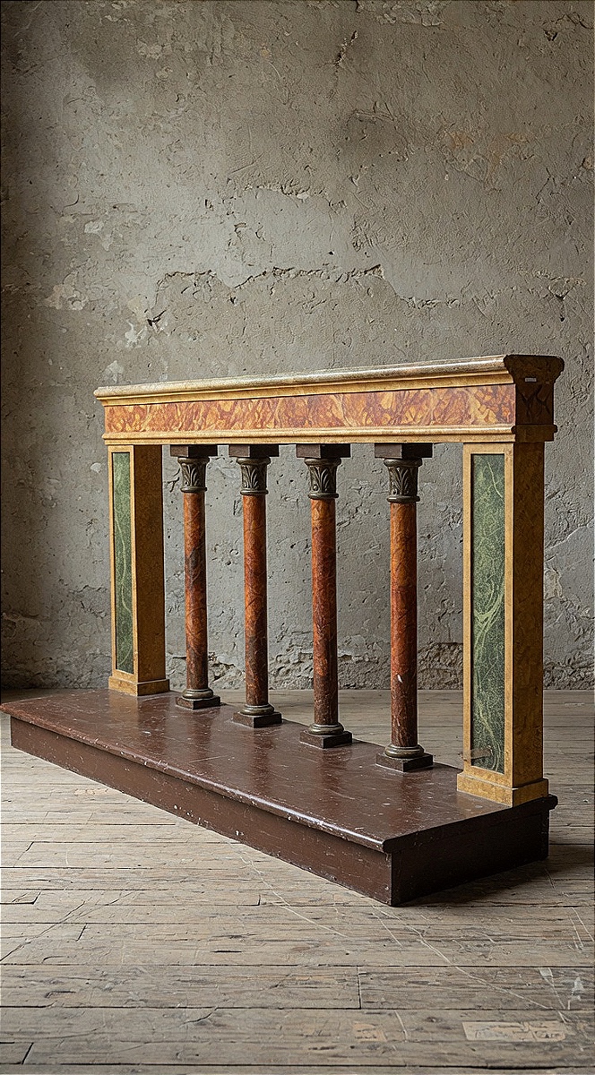 Painted Wooden Balustrade Dating From The Late 19th To Early 20th Century
