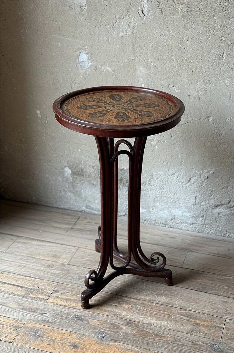 Table d’appoint Thonet à plateau circulaire, réalisée en Autriche au début du XXe siècle.