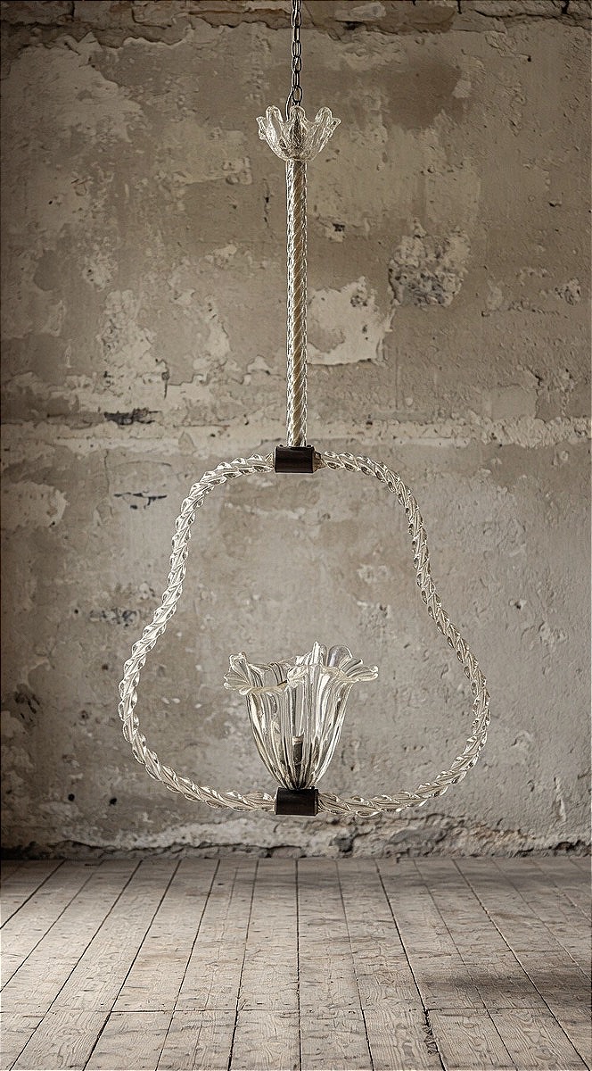 Suspension en verre de Murano attribuée à la célèbre manufacture Barovier & Toso, modèle Medusa
