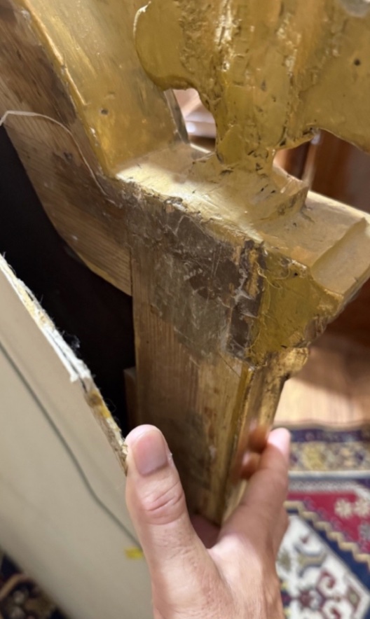 Glace de cheminée en bois sculpté et doré, réalisée dans le style Louis-Philippe XIX siècle-photo-2