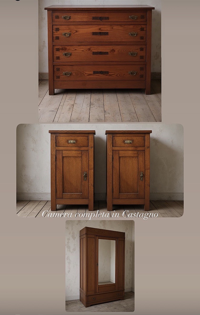 Chestnut Bedroom Set, Mid-20th Century-photo-1