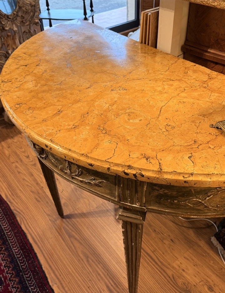 Elegant Italian-made Demi-lune Console Table From The Late 18th Century -photo-3