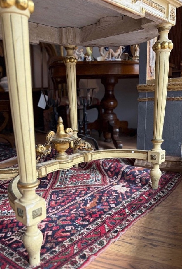 Console Louis XVI en laque et or avec plateau en marbre-photo-3