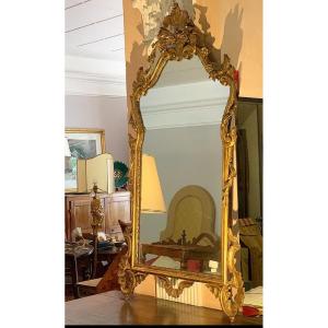 Italian 19th Century Mirror With Gold Leaf Frame.