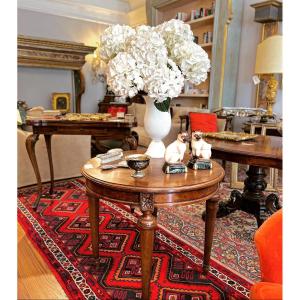Round Walnut Coffee Table From The End Of The 19th Century 