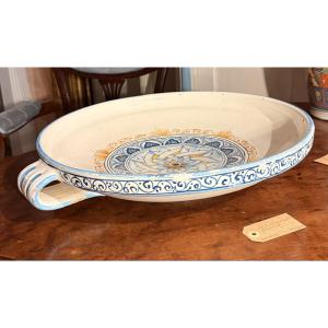 Round Italian Maiolica Tray – Central Floral Mandala Design