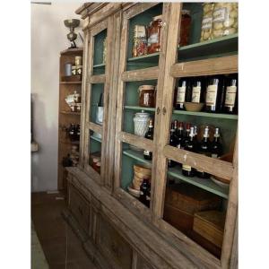 Antique Solid Wood Cabinet With Glass Doors – Late 19th / Early 20th Century