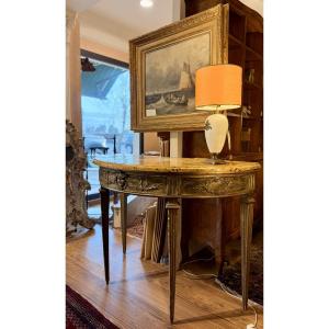 Console demi-lune de manufacture italienne de la fin du XVIIIᵉ siècle