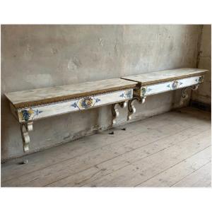 Pair Of Neapolitan Consoles (late 19th – Early 20th Century)