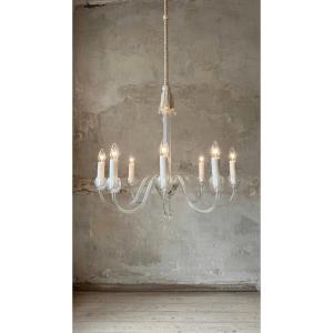 Eight-light Transparent Murano Glass Chandelier From The 1980s