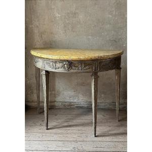 Console demi-lune de manufacture italienne de la fin du XVIIIᵉ 